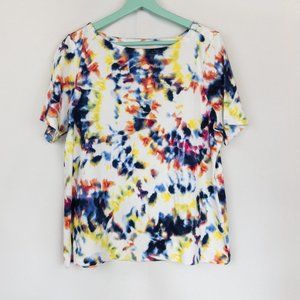 Charter Club Cotton Tie-Dyed Boat-Neck Tee Shirt Short Sleeve